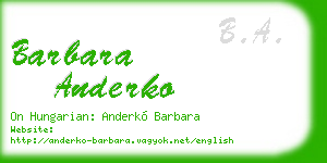 barbara anderko business card