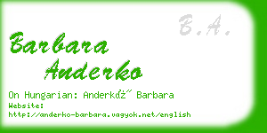 barbara anderko business card